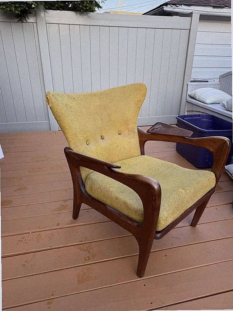 Adrian Pearsall Sculptural Wing Back Walnut Lounge Chair Vintage For Restoration
