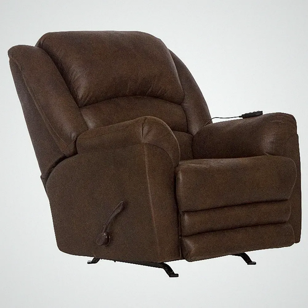 Catnapper Jimmy Rocker Recliner with Heat and Massage in Walnut Polyester Fabric