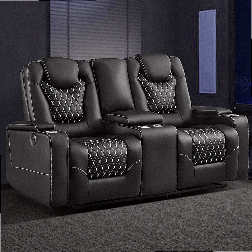 EBELLO Faux Leather Power Reclining Loveseat 2 Seat Electric Recliner Sofa Chair