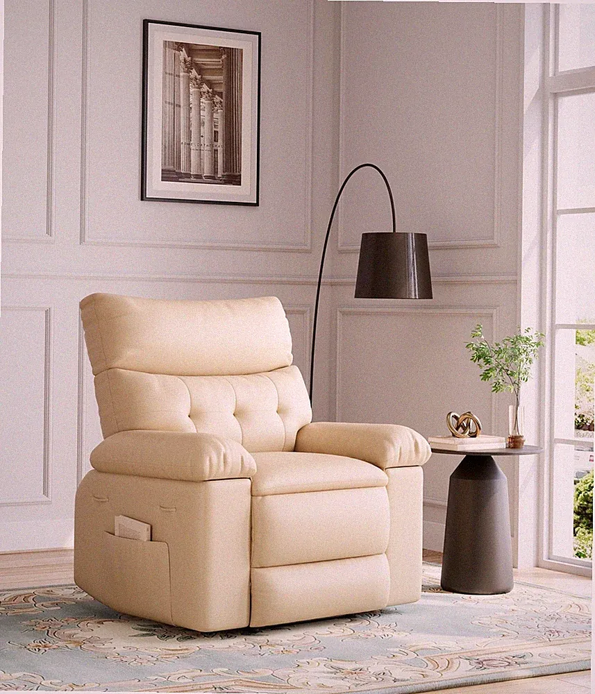 GRAVEE Oversized PU Leather Manual Recliner Chair Large Adults 1.5X Sponge Fill