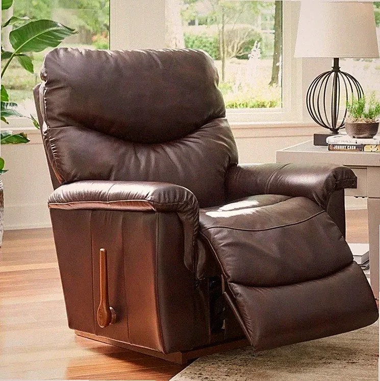 La-Z-Boy Brown Walnut Leather Rocker Recliner Lazy Boy Chair Lazyboy Recliners