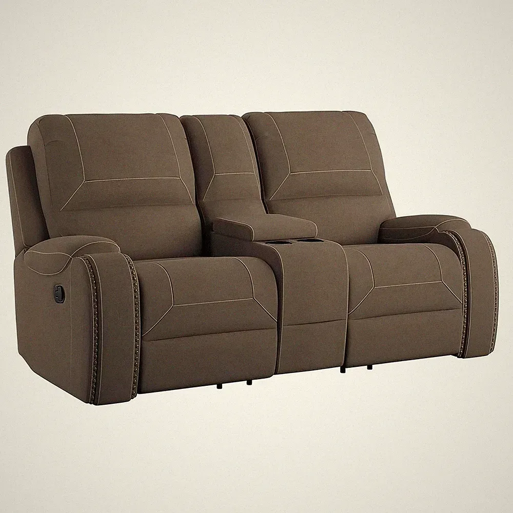 MOTION LOVESEAT W / CONSOLE & USB - BROWN - 2 Recliners