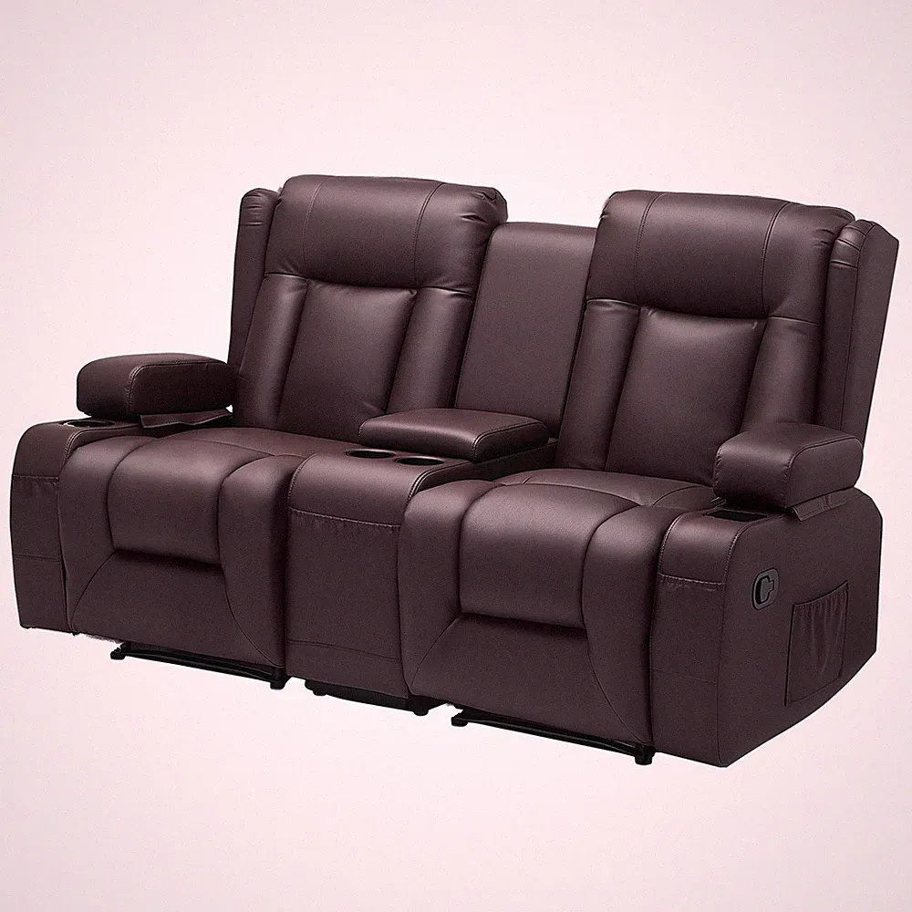 Uimoso Loveseat Recliner Sofa PU Leather Manual Recliner Sofa Central Control